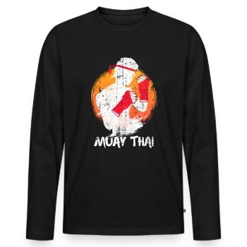 Muay Thai Kampfsport Thaiboxen - Männer Premium Bio Langarmshirt - Schwarz - Vorne - Nico (187cm)