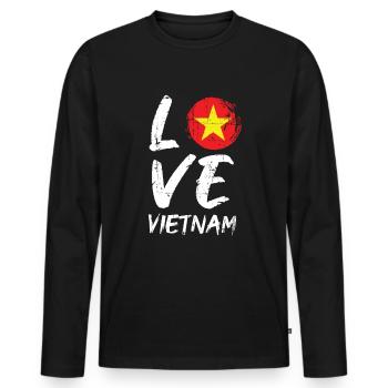 Vietnam - Männer Premium Bio Langarmshirt - Schwarz - Vorne - Nico (187cm)
