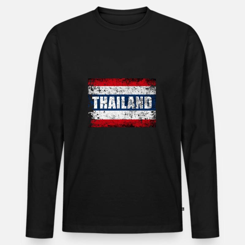 Thailand - Männer Premium Bio Langarmshirt - Schwarz