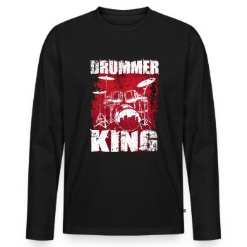 Batterie batterie batteur - T-shirt manches longues Premium bio Homme - noir - Devant - Nico (187cm)