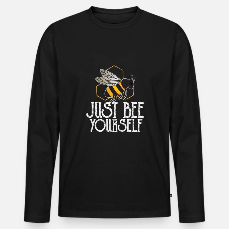 Biene - Männer Premium Bio Langarmshirt - Schwarz