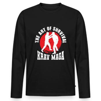 Krav Maga - T-shirt manches longues Premium bio Homme - noir - Devant - Nico (187cm)