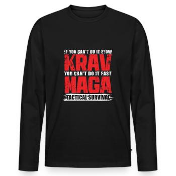 Krav Maga Spruch - Männer Premium Bio Langarmshirt - Schwarz - Vorne - Nico (187cm)