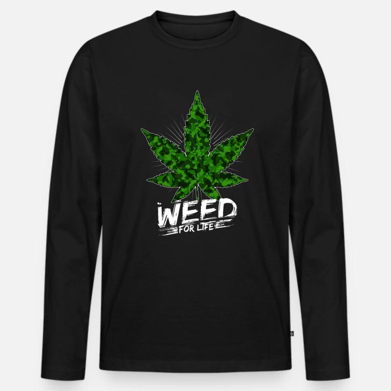 Weed - Männer Premium Bio Langarmshirt - Schwarz
