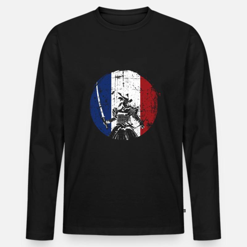 Samurai Frankreich Krieger - Männer Premium Bio Langarmshirt - Schwarz