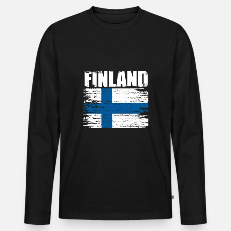 Finnland - Männer Premium Bio Langarmshirt - Schwarz