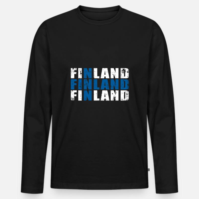 Finnland - Männer Premium Bio Langarmshirt - Schwarz
