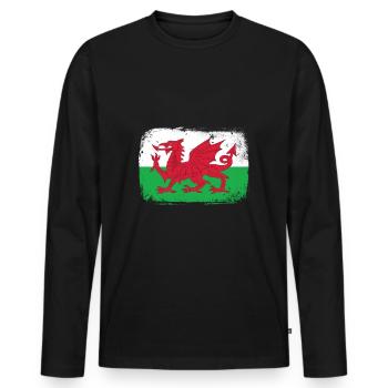 Wales - Männer Premium Bio Langarmshirt - Schwarz - Vorne - Nico (187cm)