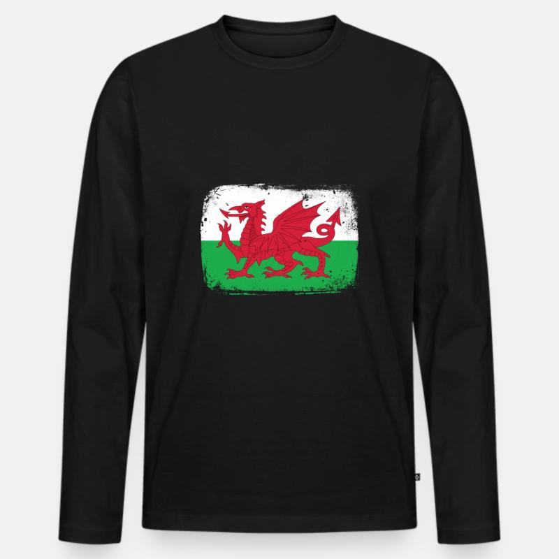 Wales - Männer Premium Bio Langarmshirt - Schwarz