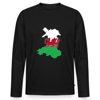 Wales - Männer Premium Bio Langarmshirt - Schwarz - Vorne - Nico (187cm)