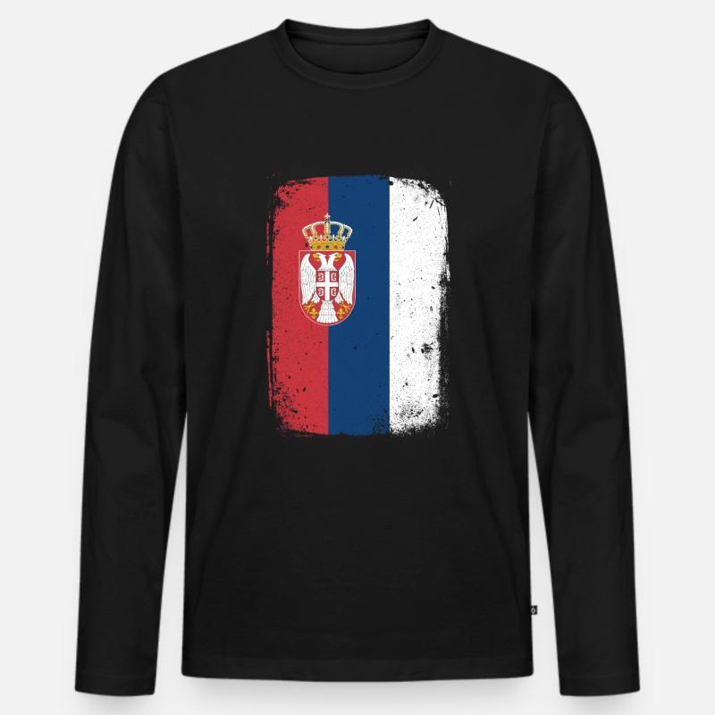 Serbien - Männer Premium Bio Langarmshirt - Schwarz