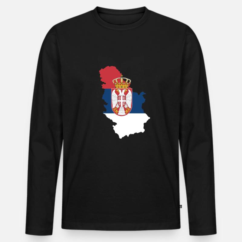 Serbien - Männer Premium Bio Langarmshirt - Schwarz