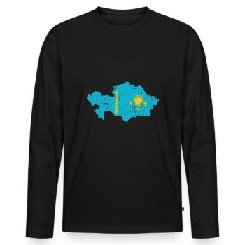 Kazakhstan Country Asia - Men's Premium Organic Long Sleeve Shirt - black - Front - Nico (187cm)