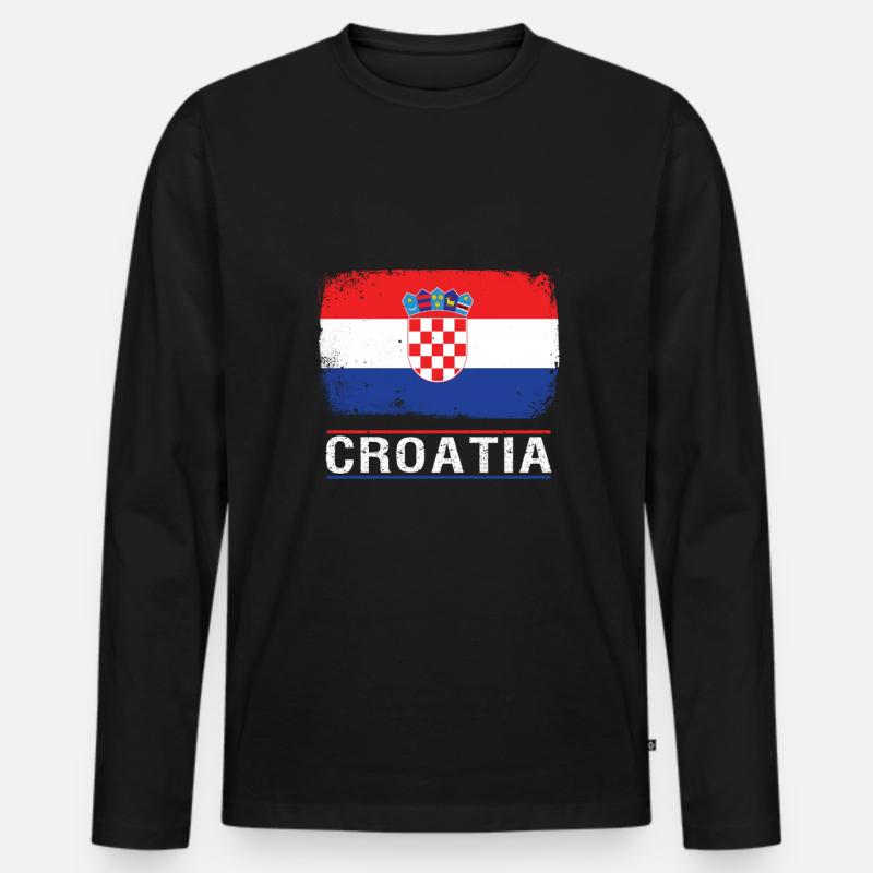 Kroatien - Männer Premium Bio Langarmshirt - Schwarz