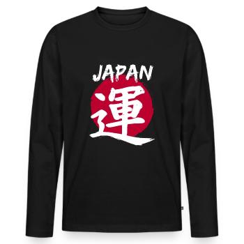 Japan - Men's Premium Organic Long Sleeve Shirt - black - Front - Nico (187cm)