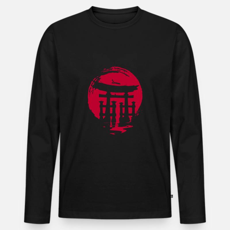 Japan - Männer Premium Bio Langarmshirt - Schwarz