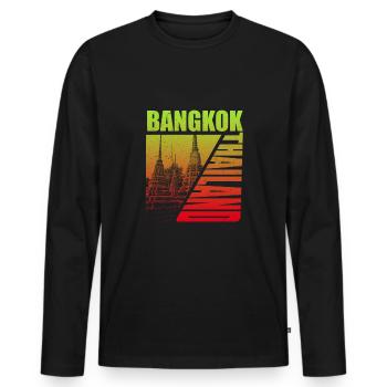 Bangkok - Men's Premium Organic Long Sleeve Shirt - black - Front - Nico (187cm)