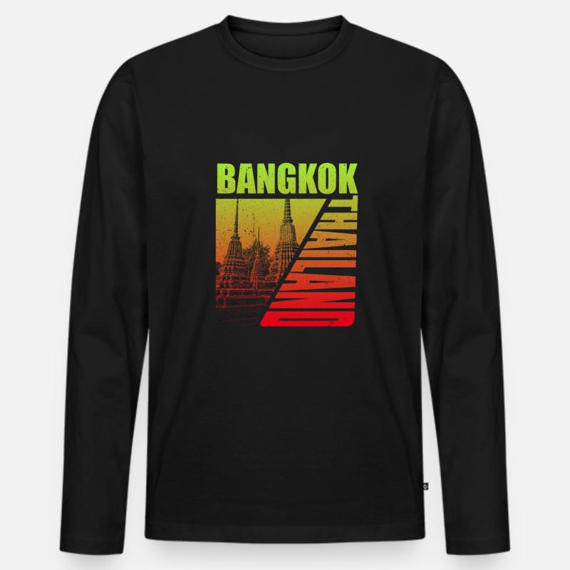 Bangkok - Männer Premium Bio Langarmshirt - Schwarz
