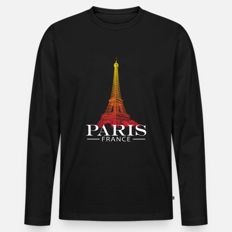 Paris Eiffelturm - Männer Premium Bio Langarmshirt - Schwarz