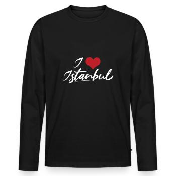 Istanbul - Men's Premium Organic Long Sleeve Shirt - black - Front - Nico (187cm)