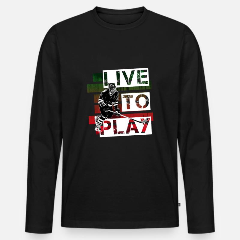 Eishockey - Männer Premium Bio Langarmshirt - Schwarz