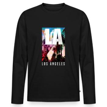 Los Angeles - T-shirt manches longues Premium bio Homme - noir - Devant - Nico (187cm)