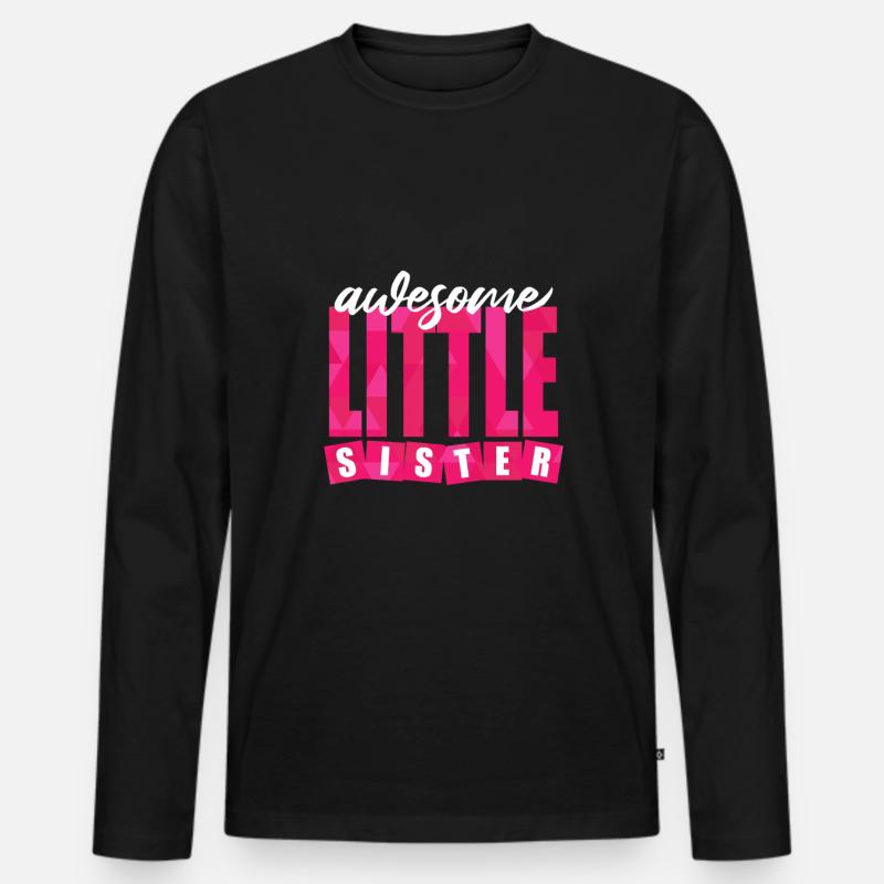 Kleine Schwester Geschenk - Männer Premium Bio Langarmshirt - Schwarz