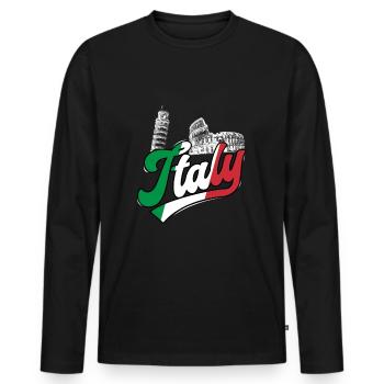 Italien Kolosseum Schiefer Turm Von Pisa - Männer Premium Bio Langarmshirt - Schwarz - Vorne - Nico (187cm)
