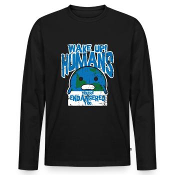 climate Change - Men's Premium Organic Long Sleeve Shirt - black - Front - Nico (187cm)