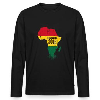 Africa - Men's Premium Organic Long Sleeve Shirt - black - Front - Nico (187cm)