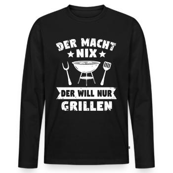 grillen Grill Spruch Geschenk Grillmeister Griller - Männer Premium Bio Langarmshirt - Schwarz - Vorne - Nico (187cm)