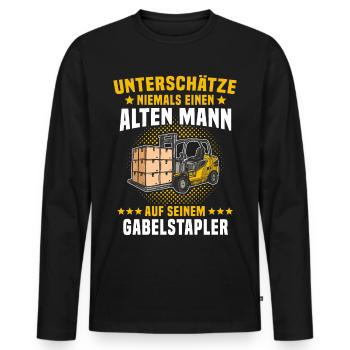 Staplerfahrer Gabelstapler Mann unterschätze - Männer Premium Bio Langarmshirt - Schwarz - Vorne - Nico (187cm)
