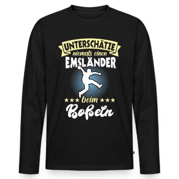 Emsländer Boßeln Emsland Bosseln Unterschätze - Männer Premium Bio Langarmshirt - Schwarz - Vorne - Nico (187cm)
