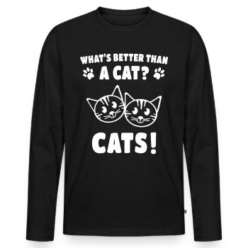 Cat Cat Saying Cats Cat Sayings - Men's Premium Organic Long Sleeve Shirt - black - Front - Nico (187cm)
