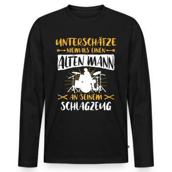 Schlagzeug Drummer Schlagzeuger unterschätze - Männer Premium Bio Langarmshirt - Schwarz - Vorne - Nico (187cm)