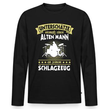 Schlagzeug Sprüche Drummer Schlagzeuger Mann - Männer Premium Bio Langarmshirt - Schwarz - Vorne - Nico (187cm)