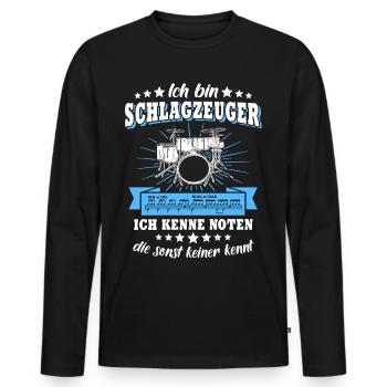 Schlagzeuger Drummer Sprüche Noten Geschenk - Männer Premium Bio Langarmshirt - Schwarz - Vorne - Nico (187cm)