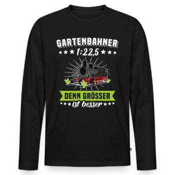 Gartenbahn Eisenbahn Garten Spur G Modelleisenbahn - Männer Premium Bio Langarmshirt - Schwarz - Vorne - Nico (187cm)