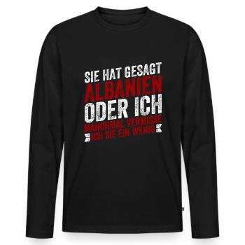 Albanien roter doppelkopfadler Albaner Geschenk - Männer Premium Bio Langarmshirt - Schwarz - Vorne - Nico (187cm)