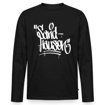 Sandhausen Graffiti Shirt - Männer Premium Bio Langarmshirt - Schwarz - Vorne - Nico (187cm)