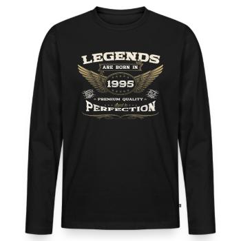 28th birthday legend born 1995 gift man - Men's Premium Organic Long Sleeve Shirt - black - Front - Nico (187cm)