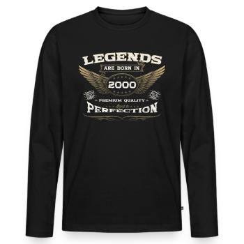 23ème anniversaire légende vintage 2000 cadeau homme - T-shirt manches longues Premium bio Homme - noir - Devant - Nico (187cm)