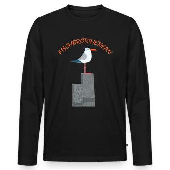 Fischbrötchen Fan die Möwe - Männer Premium Bio Langarmshirt - Schwarz - Vorne - Nico (187cm)