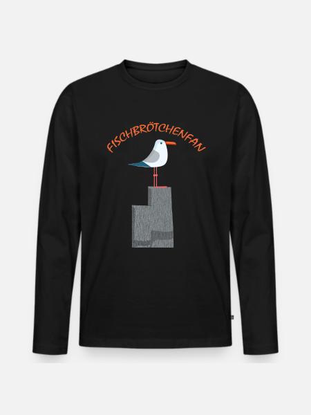 Fischbrötchen Fan die Möwe - Männer Premium Bio Langarmshirt - Schwarz