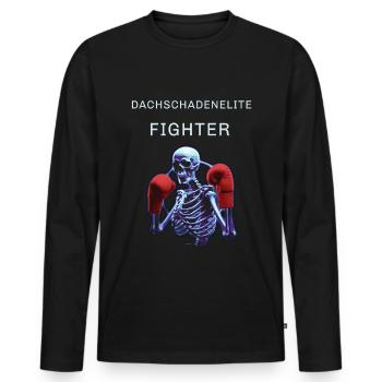 Dachschadenelite Fighter - Männer Premium Bio Langarmshirt - Schwarz - Vorne - Nico (187cm)