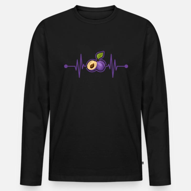 Pflaume - Männer Premium Bio Langarmshirt - Schwarz