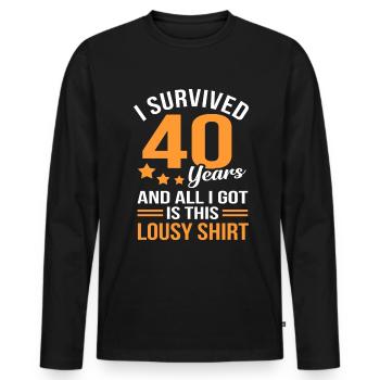40th birthday - Men's Premium Organic Long Sleeve Shirt - black - Front - Nico (187cm)