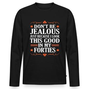 40th birthday - Men's Premium Organic Long Sleeve Shirt - black - Front - Nico (187cm)