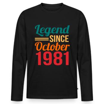 1981 - Männer Premium Bio Langarmshirt - Schwarz - Vorne - Nico (187cm)