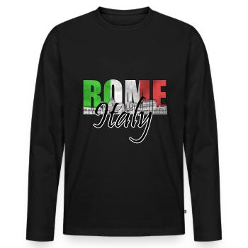 Rom - Männer Premium Bio Langarmshirt - Schwarz - Vorne - Nico (187cm)